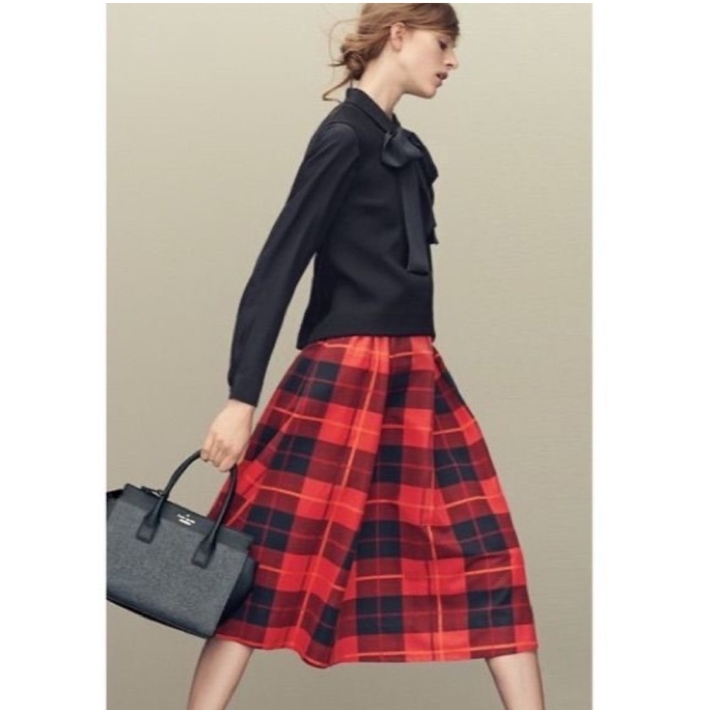 Kate Spade Red and Black Plaid A-Line Skirt